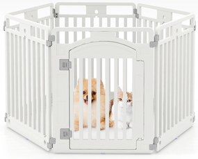 Painel de plástico para cães com 8 painéis e 80 cm de altura - branco