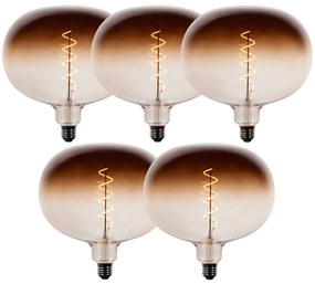 Conjunto de 5 lâmpadas LED E27 reguláveis G220 castanhas 4,9W 130 lm 1800K