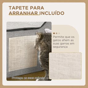 Casa para Gatos com Almofada para Arranhar almofada Macia e Bola Suspensa 65x41x45,5 cm Cinza