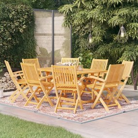 vidaXL 9 pcs conjunto de jantar para jardim madeira de teca maciça