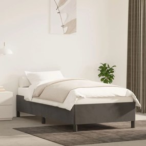 Estrutura de cama 90x200 cm veludo cinzento-escuro