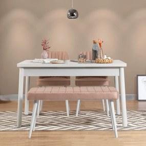 Conjunto de Mesa e Cadeiras Costa – Branco – Mesa: 120x77x75 cm; Cadei