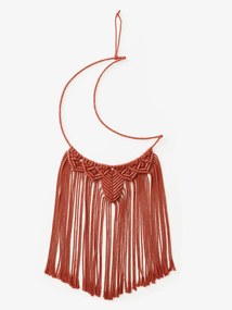 Caçador de sonhos grande em macramé, forma de Lua castanho medio liso