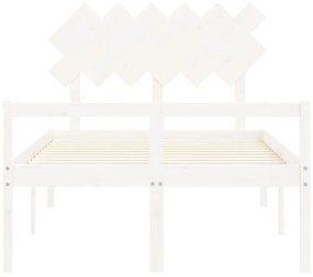 Estrutura de cama com cabeceira 120x200cm madeira maciça branco