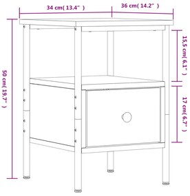 Mesa cabeceira 34x36x50 cm derivados de madeira cinzento sonoma