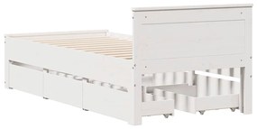 Estrutura de cama s/ colchão e c/ cabeceira pinho maciço branco