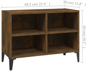 Móvel de TV pernas em metal 69,5x30x50 cm cor carvalho fumado