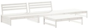 4pcs conjunto lounge jardim c/ almofadões madeira maciça branco