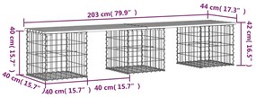 Banco jardim design gabião 203x44x42 cm madeira douglas maciça