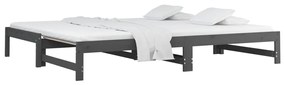 Sofá-cama de puxar 2x(80x200) cm pinho maciço cinza