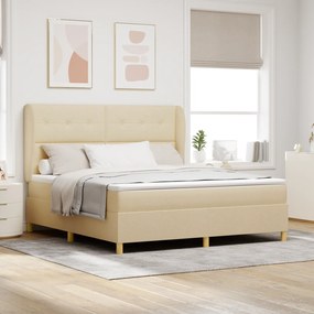 Cama Box Spring vidaXL com Colchão em Creme, 180x200 cm Tecido