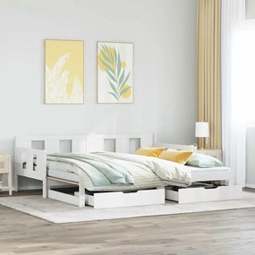 vidaXL Sofá-cama com gavetão e gavetas sem colchão 90x190 cm branco