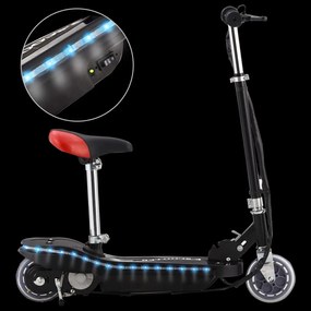 Trotinete para criança com assento e LED 120 W preto
