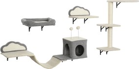 PawHut Conjunto de arranhador montado na parede, superfícies de sisal, 4 peças, para 1-3 gatos, Bege | Aosom Portugal