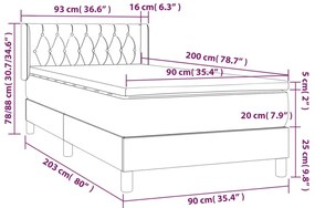 Cama com molas/colchão 90x200 cm veludo rosa