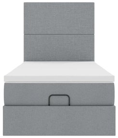 Cama otomana com colchão 100x200 cm tecido cinzento claro