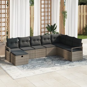 Conjunto de Sofá de Jardim vidaXL de 8 Peças com Almofadas Cinza Ratta