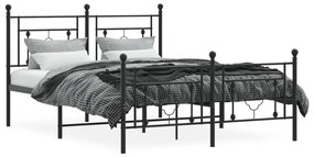 Estrutura de cama com cabeceira e pés 140x200 cm metal preto