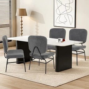 Cadeira estofada leitura Sherpa Almofada de esponja  ajustáveis e estrutura metálica para sala de estar Quarto Cinzenta