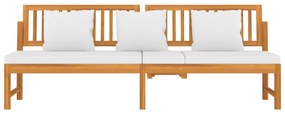 Sofá-cama c/ almofadão creme 200x60x75 cm madeira acácia maciça