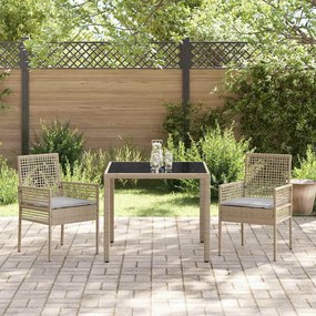 Conjunto de Jantar para Jardim 3 pcs Bege 90 x 90 x 75 cm