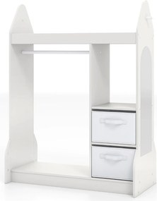 Armário para jogos faz de conta infantis para crianças 81 x 38 x 107 cm com espelho acrílico com Cabide para roupas Prateleiras abertas e Caixas dobrá