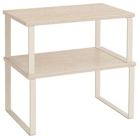 Conjunto de 2 prateleiras para especiarias empilháveis, 29,7 cm de largura, bege