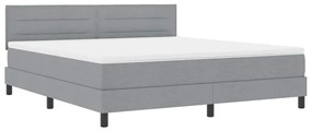 Cama Box com Colchão Cinza Claro 180x200 cm Tecido