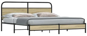 Estrutura de cama sem colchão 200x200cm metal carvalho sonoma