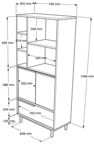 Armário de Casa de Banho ON9C – Branco – 74,8 cm x 161,6 cm x 35,5 cm