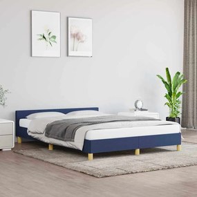 Estrutura cama c/ cabeceira sem colchão 140x200 cm tecido azul