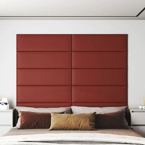 vidaXL Painel parede 12 pcs 90x30 cm couro art. 3,24 m² vermelho tinto