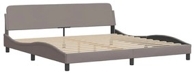Cama sem colchão 200x200 cm tecido cinzento-acastanhado