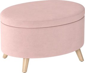 Puff Estofado em Veludo Acolchoado Banco de Armazenamento com Tampa Removível e Pés de Madeira 71x51,5x42 cm Rosa