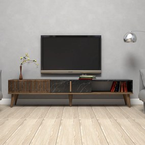 Móvel TV Milan – Nogueira e Preto – 180x40x35 cm
