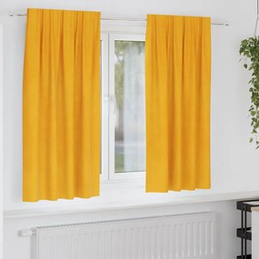 Cortinas Blackout vidaXL com fita superior 2 pcs Amarelo Mostarda Veludo