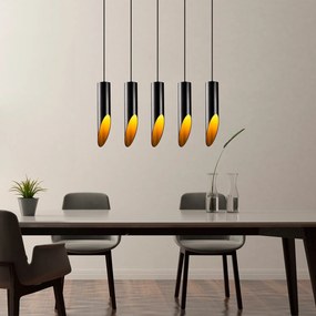 Candeeiro de Teto Kesik – Preto e Dourado – 75 x 8 cm