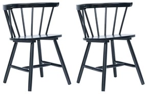Cadeiras de jantar 2 pcs madeira de seringueira maciça preto