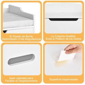 Arca de brinquedos com tampa Tampa elevável Caixa de brinquedos com banco Utilização dupla como banco grande de madeira Branco