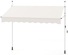 Toldo retrátil manual com manivela, cobertura externa ajustável em altura 400 x 300 cm preto