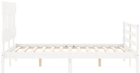 Estrutura de cama com cabeceira 120x200cm madeira maciça branco