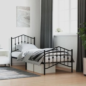 Estrutura de cama com cabeceira e pés 90x200 cm metal preto