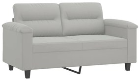 4 pcs conjunto sofás c/ almofadas tecido microfibra cinza-claro