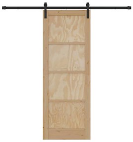 Porta Deslizante vidaXL com Conjunto de Ferragens 78x211 cm Madeira Só