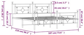 Estrutura de cama com cabeceira e pés 183x213 cm metal preto