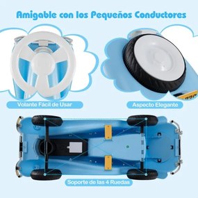 Andarilho montar carro clássico deslizante com volante, buzina, luz LED e espaço de armazenamento sob o assento para crianças de 19 a 36 meses, azul