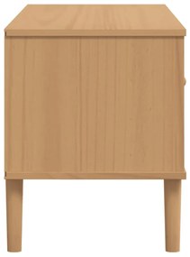 Móvel de TV SENJA aspeto vime 106x40x49cm pinho maciço castanho