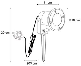 Foco de Jardim Bege GU10 50mm Ajustável IP65 Incl. Cabo e Ficha - Basic Moderno