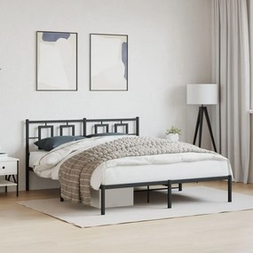 Estrutura de cama com cabeceira 160x200 cm metal preto