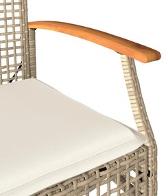Conjunto de bistrô com almofadões 3 pcs vime PE e acácia bege